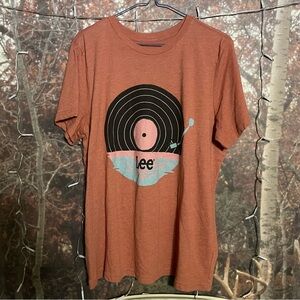 Lee brand pink salmon sunset record design graphic tee